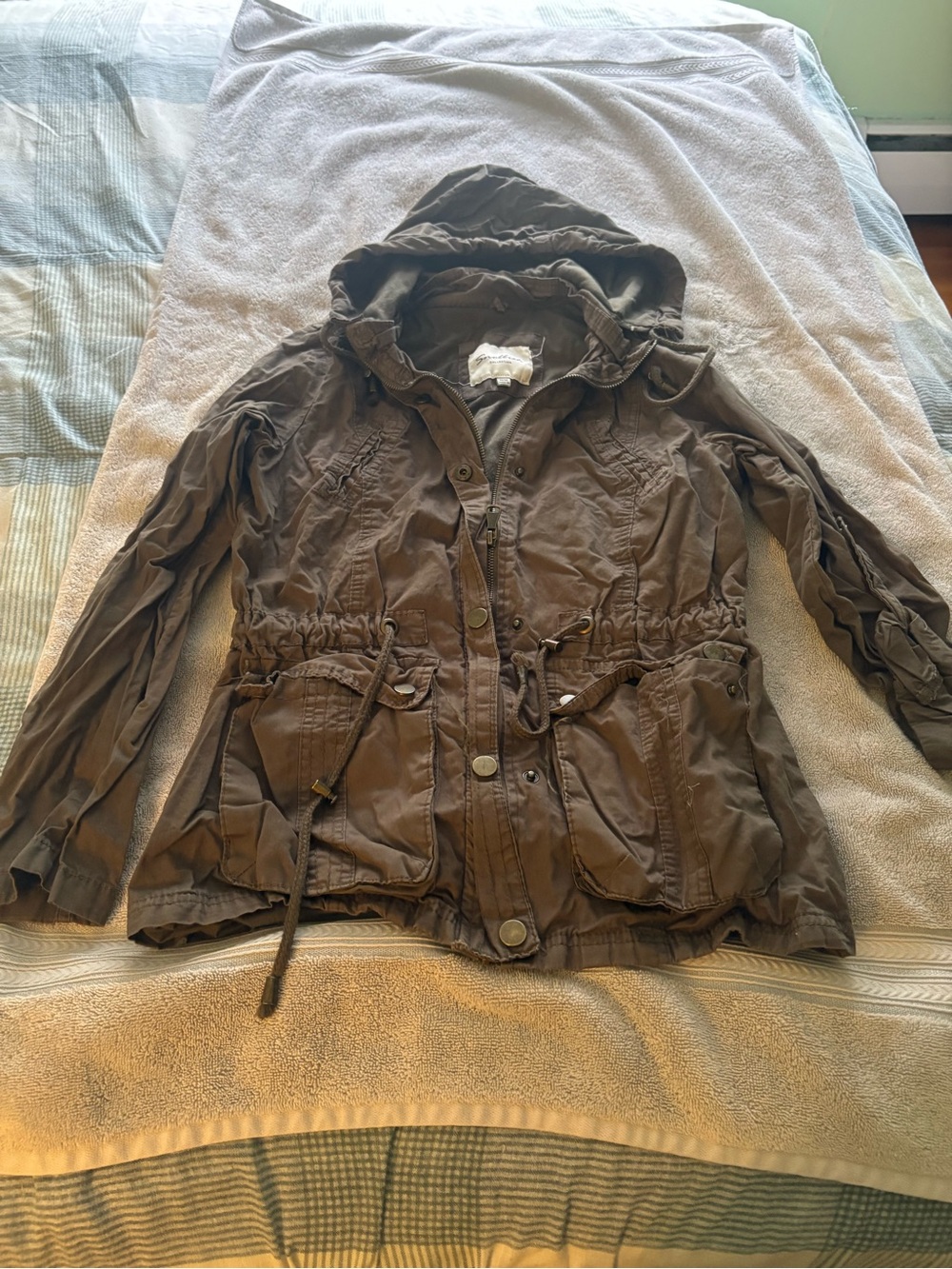 Mi Olive Green Utility Hooded Jacket